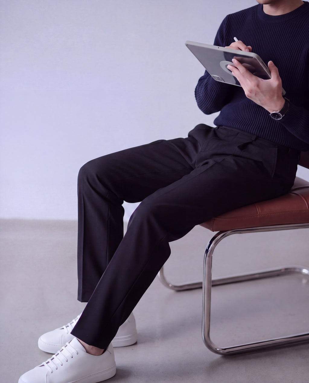 Foundational Classic-Fit Trousers Matte Black